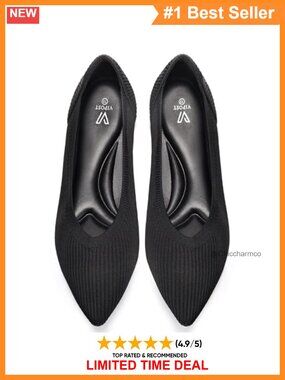 Knit Ballet Flats Pointed Toe Memory Foam Foldable Comfort Shoes